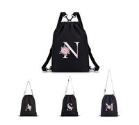 A-Z BAG Personalised Initial Drawstring Bag for Women, 4-in-1 Convertible Swimming Gym Bags (Backpack/Crossbody/Shoulder/Handbag), Waterproof Inside and Out& Travel Rucksack, (N)