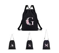 A-Z BAG Personalised Initial Drawstring Bag for Women, 4-in-1 Convertible Swimming Gym Bags (Backpack/Crossbody/Shoulder/Handbag), Waterproof Inside and Out& Travel Rucksack, (G)
