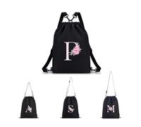 A-Z BAG Personalised Initial Drawstring Bag for Women, 4-in-1 Convertible Swimming Gym Bags (Backpack/Crossbody/Shoulder/Handbag), Waterproof Inside and Out& Travel Rucksack, (P)