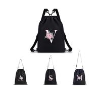 A-Z BAG Personalised Initial Drawstring Bag for Women, 4-in-1 Convertible Swimming Gym Bags (Backpack/Crossbody/Shoulder/Handbag), Waterproof Inside and Out& Travel Rucksack, (V)