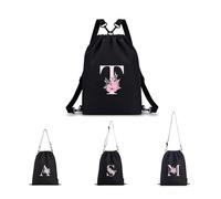 A-Z BAG Personalised Initial Drawstring Bag for Women, 4-in-1 Convertible Swimming Gym Bags (Backpack/Crossbody/Shoulder/Handbag), Waterproof Inside and Out& Travel Rucksack, (T)