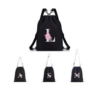 A-Z BAG Personalised Initial Drawstring Bag for Women, 4-in-1 Convertible Swimming Gym Bags (Backpack/Crossbody/Shoulder/Handbag), Waterproof Inside and Out& Travel Rucksack, (L)