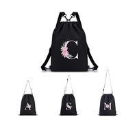 A-Z BAG Personalised Initial Drawstring Bag for Women, 4-in-1 Convertible Swimming Gym Bags (Backpack/Crossbody/Shoulder/Handbag), Waterproof Inside and Out& Travel Rucksack, (C)