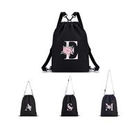A-Z BAG Personalised Initial Drawstring Bag for Women, 4-in-1 Convertible Swimming Gym Bags (Backpack/Crossbody/Shoulder/Handbag), Waterproof Inside and Out& Travel Rucksack, (E)