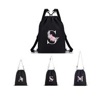 A-Z BAG Personalised Initial Drawstring Bag for Women, 4-in-1 Convertible Swimming Gym Bags (Backpack/Crossbody/Shoulder/Handbag), Waterproof Inside and Out& Travel Rucksack, (S)
