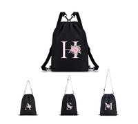 A-Z BAG Personalised Initial Drawstring Bag for Women, 4-in-1 Convertible Swimming Gym Bags (Backpack/Crossbody/Shoulder/Handbag), Waterproof Inside and Out& Travel Rucksack, (H)