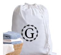 A-Z Cotton Laundry Bag Personalised Initial Gifts - Holiday Essentials Bathroom Accessory Dry Bag Drawstring Bags for Travel Camping University Essentials Personalised Gift Monogram G