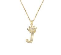 A-Z Crown Initial Necklace for Men Women Hip Hop Micro Set Zircon Retention Iced Out Monogram Pendant with 18 Inch Chain + 2 Inch (Extended) DIY Name Jewellery
