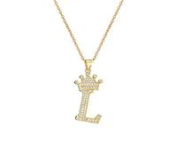 A-Z Crown Initial Necklace for Men Women Hip Hop Micro Set Zircon Retention Iced Out Monogram Pendant with 18 Inch Chain + 2 Inch (Extended) DIY Name Jewellery