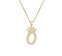A-Z Crown Initial Necklace for Men Women Hip Hop Micro Set Zircon Retention Iced Out Monogram Pendant with 18 Inch Chain + 2 Inch (Extended) DIY Name Jewellery