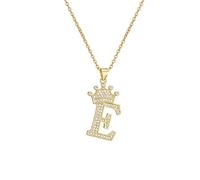 A-Z Crown Initial Necklace for Men Women Hip Hop Micro Set Zircon Retention Iced Out Monogram Pendant with 18 Inch Chain + 2 Inch (Extended) DIY Name Jewellery