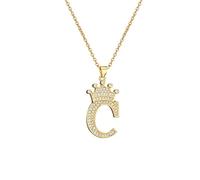 A-Z Crown Initial Necklace for Men Women Hip Hop Micro Set Zircon Retention Iced Out Monogram Pendant with 18 Inch Chain + 2 Inch (Extended) DIY Name Jewellery
