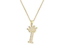 A-Z Crown Initial Necklace for Men Women Hip Hop Micro Set Zircon Retention Iced Out Monogram Pendant with 18 Inch Chain + 2 Inch (Extended) DIY Name Jewellery