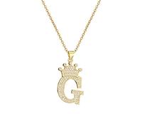 A-Z Crown Initial Necklace for Men Women Hip Hop Micro Set Zircon Retention Iced Out Monogram Pendant with 18 Inch Chain + 2 Inch (Extended) DIY Name Jewellery