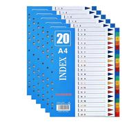 A-Z File Dividers A4, 【6Pack】 Plastic A4 Folder Dividers for Ring Binders with11-Holes & Content List, Multi-Colour Index Dividers for Lever Arch Files Ideal for Office School