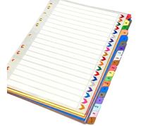 A-Z Index Dividers A4 20 Parts Coloured Alphabet Tabs File Binder Divider Subject Cards for Office School Filing Folder