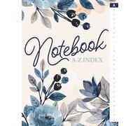 A-Z Index Notebook - Large | Watercolor Blue Flowers: Lined Journal (Alphabetical Organization)