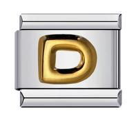 A-Z Initial Letter Name Alphabet Gold Silver 9mm Italian Charm Compatible With 9mm Bracelet (D Letter Yellow Gold)