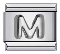 A-Z Initial Letter Name Alphabet Silver 9mm Italian Charm Compatible With 9mm Bracelet (M Letter Silver)