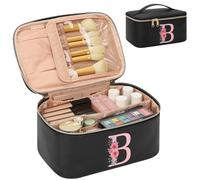 A-Z Initial Makeup Bag, Personalised Gifts for Women Mom, Birthday Gifts for Best Friend, Cosmetic Gift Bags Black(B)