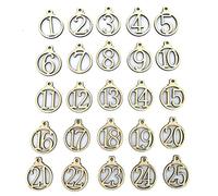 A-Z Initial Wooden 1-25 Number Wood Christmas Advent Calendar Tags Wedding Candy Gift Present Box Wrapping Tags, No.01