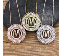 A-Z Initials 3 Colors Chooses Micro Pave Letter Pendant Necklaces For Women Charm Chain Family Jewelry