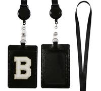 A-Z Lanyard with Card Holder, Retractable Badge Reels and Detachable Card Holder Straps, for Nurses, Teachers, Students and Office Use (Black B)