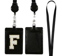 A-Z Lanyard with Card Holder, Retractable Badge Reels and Detachable Card Holder Straps, for Nurses, Teachers, Students and Office Use (Black F)