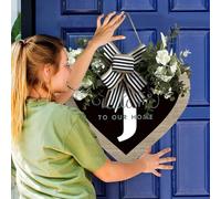 A Z Last Name Heart Shaped Front Door Sign 26 Letter Farmhouse with Spring for Front Door Outside Hanging 49
