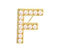 A-Z Letter Brooch Pin Gold Plated Faux Pearl Initial Lapel Pin White Pearl Capital Letter Safty Pin for Women Girls Clothing Bags Accessories, Zinc, no gemstone