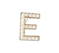 A-Z Letter Brooch Pin Gold Plated Faux Pearl Initial Lapel Pin White Pearl Capital Letter Safty Pin for Women Girls Clothing Bags Accessories, Zinc, no gemstone