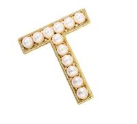 A-Z Letter Brooch Pin Gold Plated Faux Pearl Initial Lapel Pin White Pearl Capital Letter Safty Pin for Women Girls Clothing Bags Accessories, Zinc, no gemstone