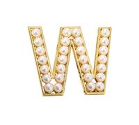 A-Z Letter Brooch Pin Gold Plated Faux Pearl Initial Lapel Pin White Pearl Capital Letter Safty Pin for Women Girls Clothing Bags Accessories, Zinc, no gemstone