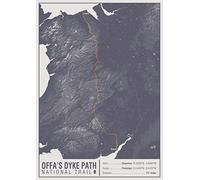 A-Z Maps Offa's Dyke Path National Trail Map Print - 16.75" x 23.5" Rolled Canvas