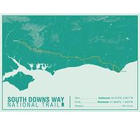 A-Z Maps South Downs Way National Trail Map Print - 23.5" x 16.75" Paper