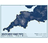 A-Z Maps South West Coast Path National Trail Map Print - 23.5" x 16.75" Paper