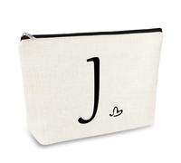 A-Z Personalized Cosmetic Bag Initial Makeup Bag Birthday Gifts for Women Christmas Wedding Graduation Gifts for Her Friend Friendship Gifts Bride Bridesmaid Monogrammed Travel Makeup Pouch Letter J