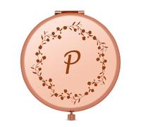 A-Z Personalized Initial Makeup Mirror Birthday Gifts for Women Initial Letter P Gift Compact Mirror for Women Graduation Christmas Birthday Gifts for Her Sister Wife Daughter Friend (Letter P)