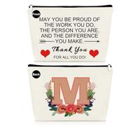 A-Z Personalized Makeup Bag Thank You Gifts for Women Appreciation Gift Inspirational Gift for Employee Volunteer Nurse Teacher Coworker Friend Thanksgiving Gift 26 Capital Alphabet Cosmetic Bag(M)
