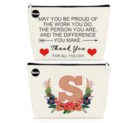 A-Z Personalized Makeup Bag Thank You Gifts for Women Appreciation Gift Inspirational Gift for Employee Volunteer Nurse Teacher Coworker Friend Thanksgiving Gift 26 Capital Alphabet Cosmetic Bag(S)
