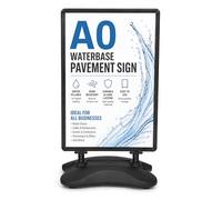 A0 Water-Based Pavement Sign - Double-Sided Outdoor Forecourt Display Board with Wheels - Heavy Duty Snap Frame Poster Stand for Shops, Cafes & Businesses (Black)