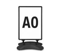 A0 Water-Based Pavement Sign with Snap Frame - Double-Sided Outdoor A-Board Poster Stand with Wheels - Heavy Duty Forecourt Display Board Black & White (Black)