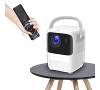 A008 Mini Projector with WiFi & Bluetooth,Electric Focus Al Voice Remote Control 1080P Outdoor Projector,Portable Quadrangle Trapezoid Correction,Compatible with iOS/Android/TV Stick/HD (White)