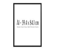 A1-59.4 x 84.1 cm MDF Wood Picture Frame: Acrylic Front with Peel-Off Sheet & Metal Clips - Display Posters, Paper, Photos, Art - Lightweight & Easy Hang