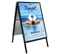 A1 Board Sign Display Pavement Board Double Aluminum with Waterproof Covering Display Stands (Black)