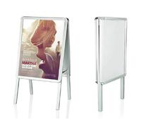 A1 Board Sign Display Pavement Board Double Aluminum with Waterproof Covering Display Stands (Silver)