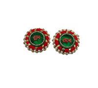 A1 Craft Decorative Hand Decorated Shubh Labh For Diwali Rangoli Wall Decoration 1 pair (Red)