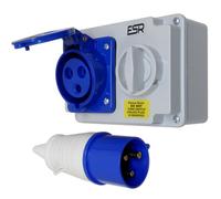 A1 Electrics A1Electrics 32 Amp Interlocked Socket And Plug 3 Pin 230V Blue Ip44 For Caravan Catering Workshop