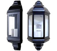 A1 ELECTRICS A1ELECTRICS.COM Half Lantern Outdoor Wall Light Black, Traditional, Vintage Coach Light, Die-Cast with Glass