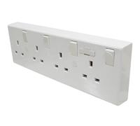 A1 ELECTRICS A1ELECTRICS.COM Socket Converter 1 or 2 Gang to 4 Gang - Fused and Switched